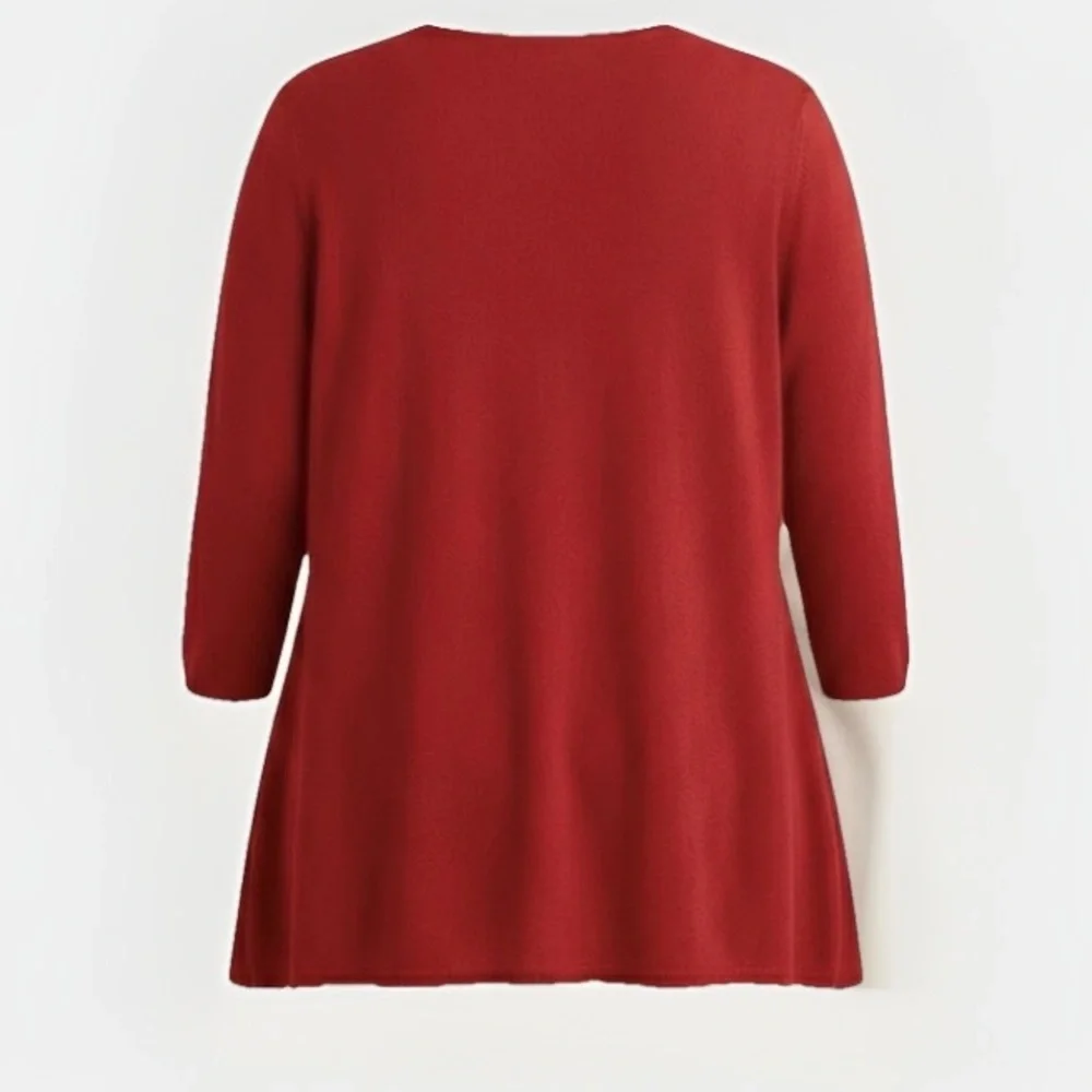 Vintage Avenue Red V-Neck Sweater Women's Plus Size 14/16 Acrylic Knit Tunic